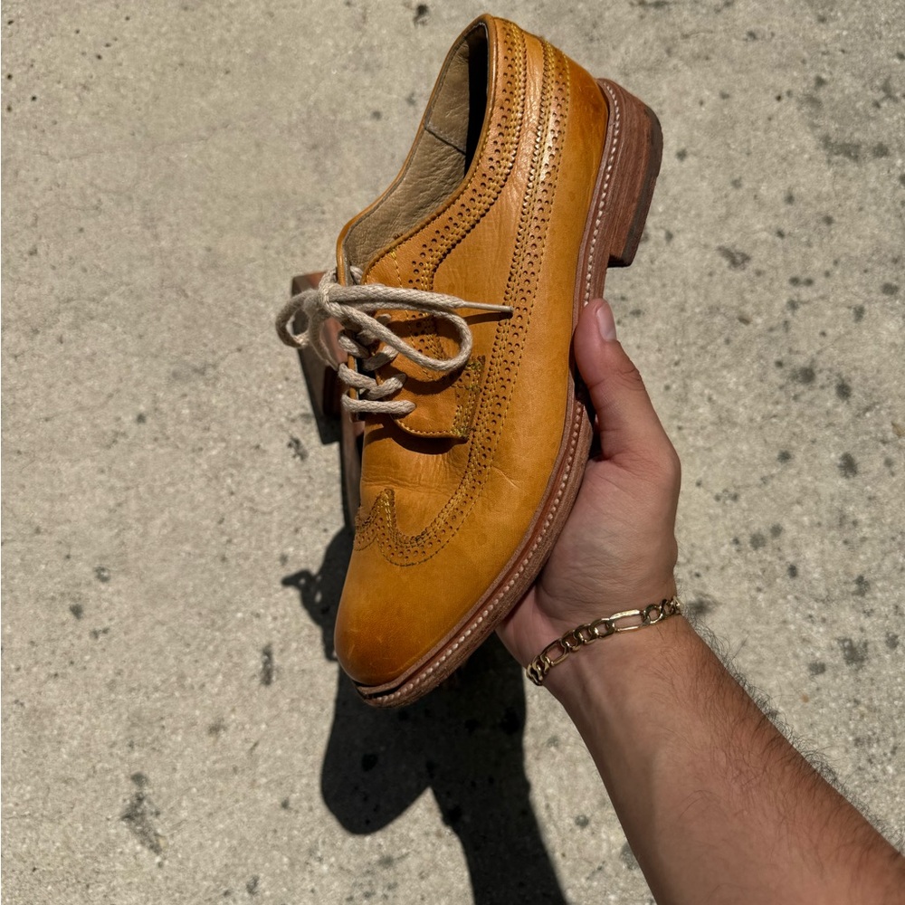 Frye 84628 James Wingtip Oxford, Leather Upper/Lining/Sole, Tan Yellow
